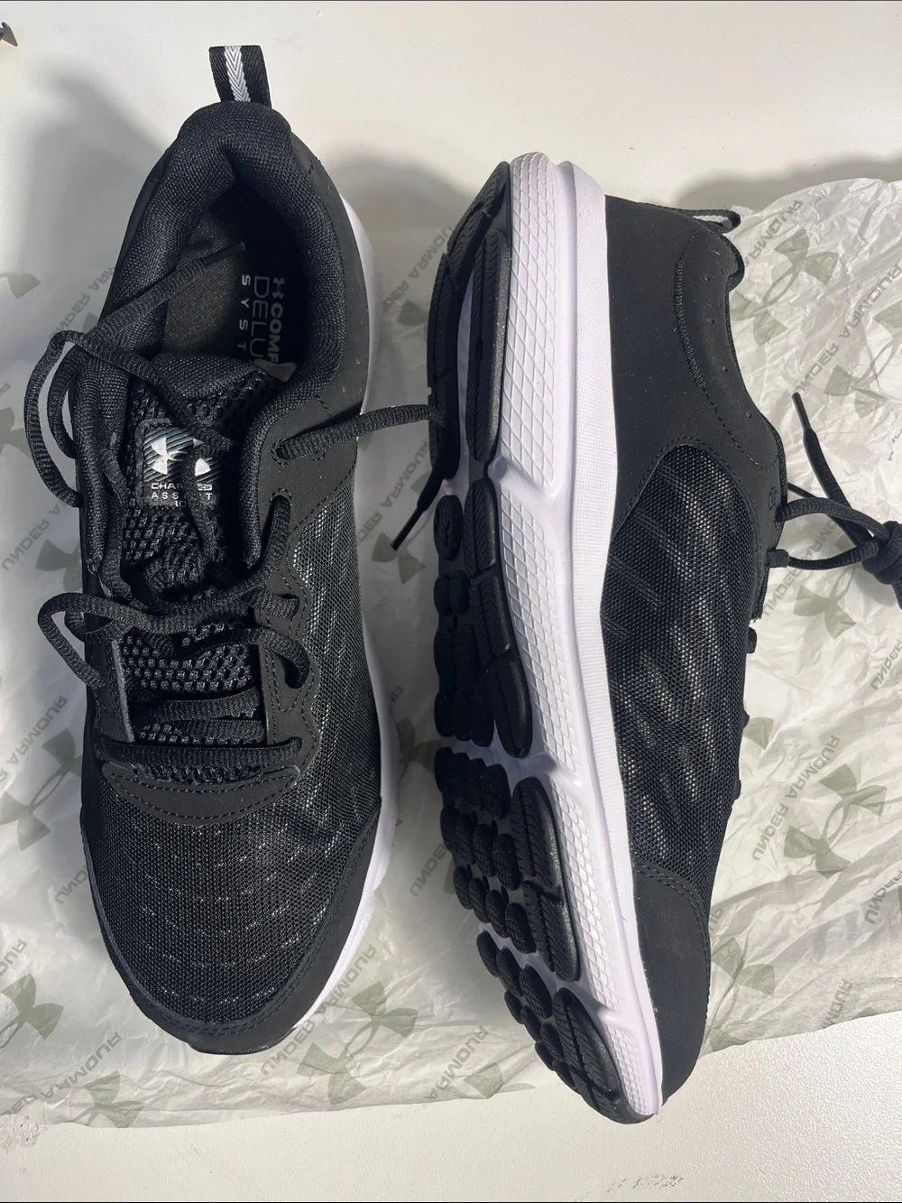Under Armour Black and White Kids' Performance Sneakers